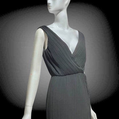 MARSHALL ROUSSO Las Vegas, vintage 1970s evening dress, black pleated plisse wrap front grecian goddess gown