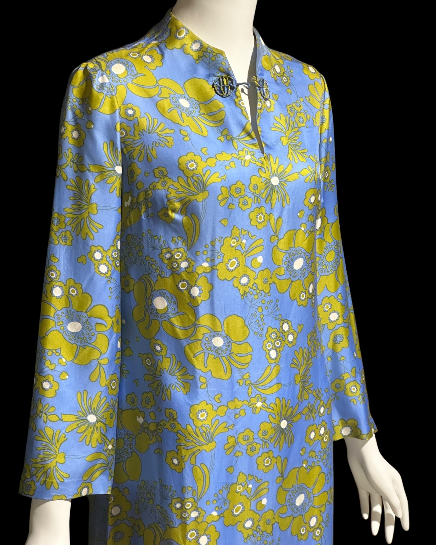 MARSHALL FIELD'S & COMPANY 1960s All Silk vintage Caftan, floral evening hostess dress