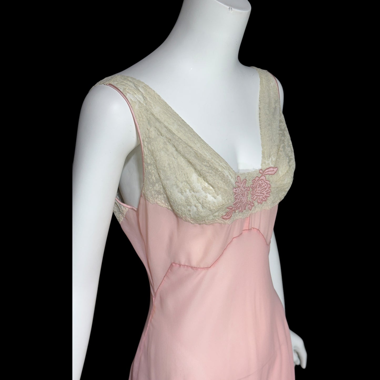 ELIZABETH ARDEN, vintage 1940s nightgown slip dress, dusty pink sheer full length sleep dress, Old Hollywood night gown