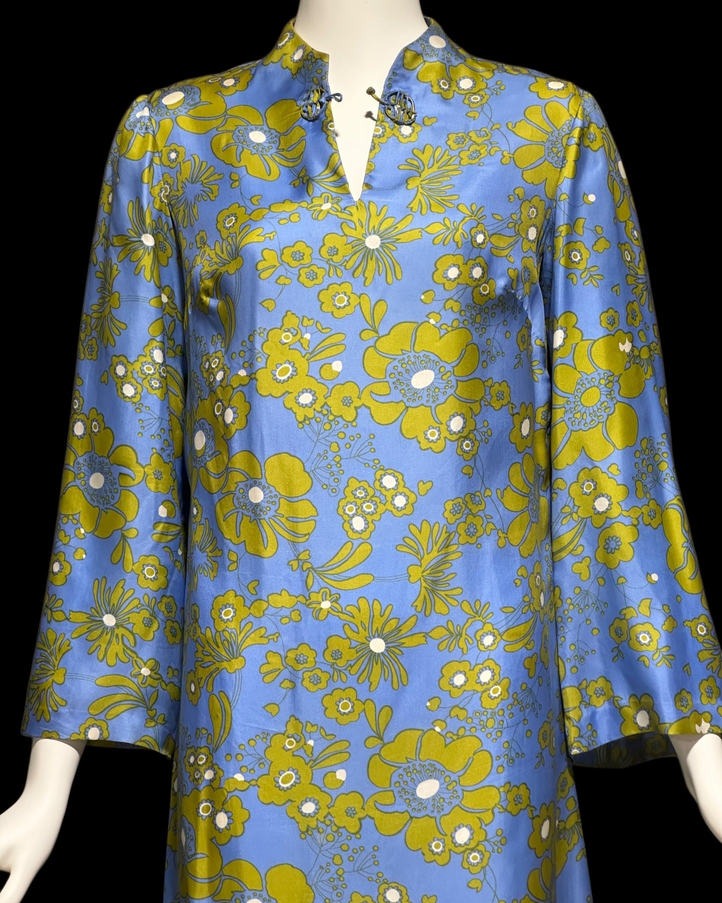 MARSHALL FIELD'S & COMPANY 1960s All Silk vintage Caftan, floral evening hostess dress