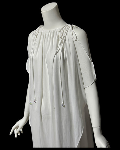 LUCIE ANN BEVERLY Hills, vintage 1960s wedding caftan, white grecian goddess kaftan evening dress