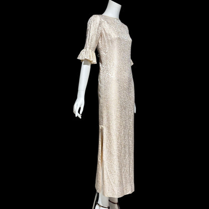 STAN HICK'S Hawaiian Casuals, vintage 1960s evening dress, blush rose print damask