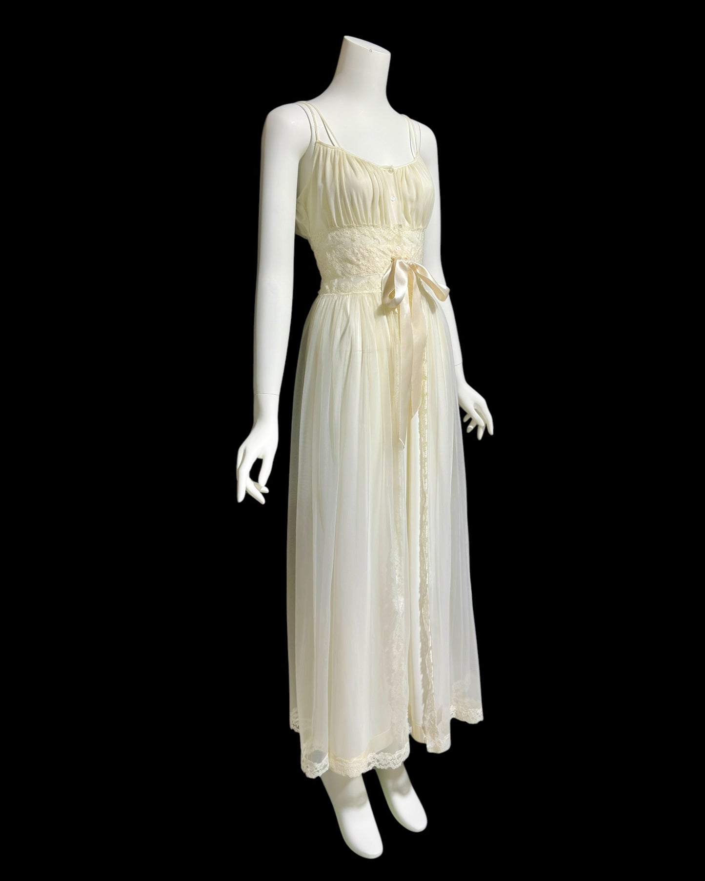 EYEFUL by RUTH FLAUM, 1950s vintage nightgown, creamy white Grecian Goddess full length slip dress