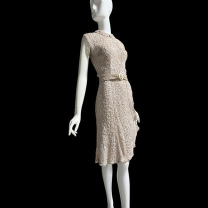 1930s vintage Ribbon Dress, Dusty Mauve shirt day dress with peter pan collar