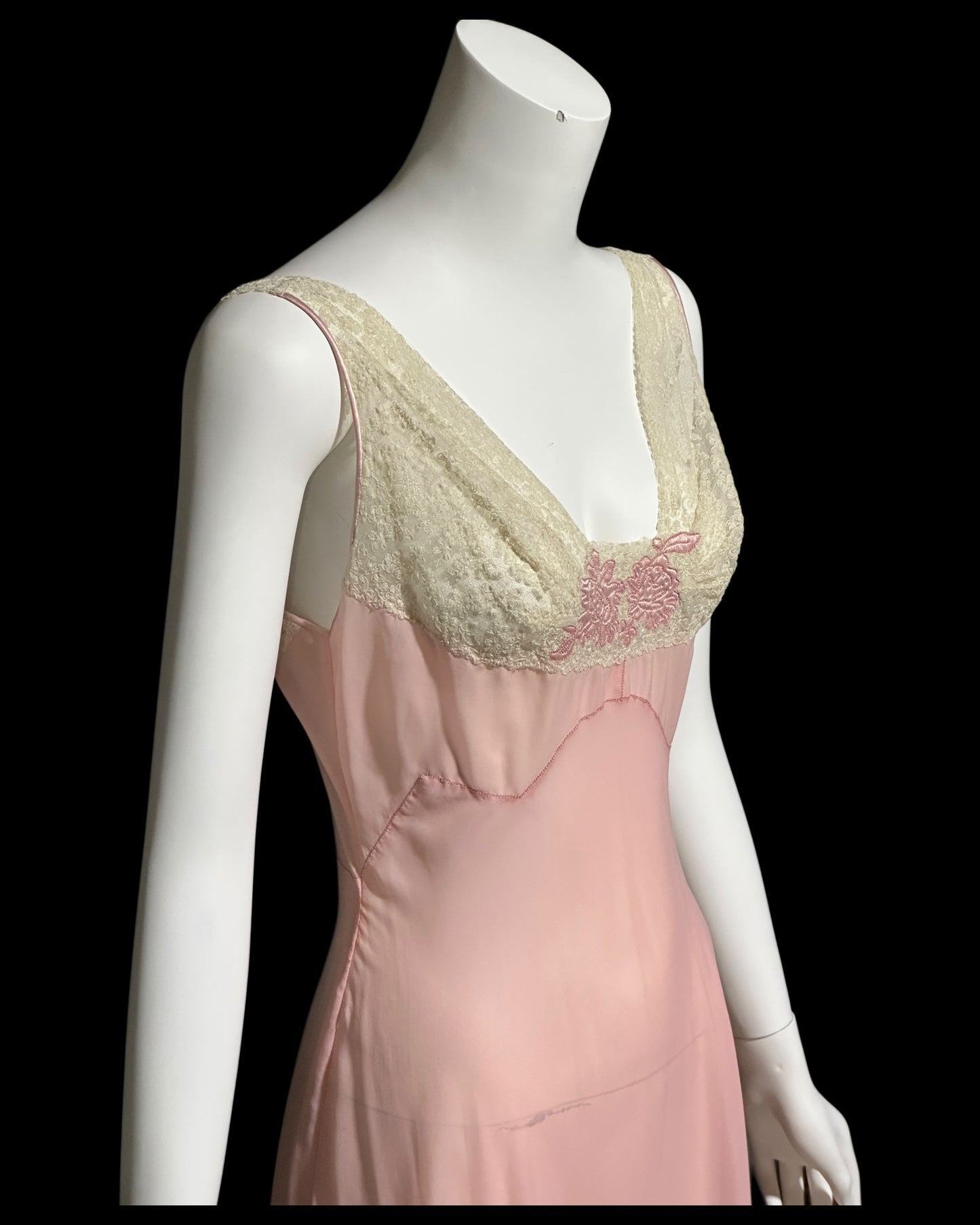 ELIZABETH ARDEN, vintage 1940s nightgown slip dress, dusty pink sheer full length sleep dress, Old Hollywood night gown