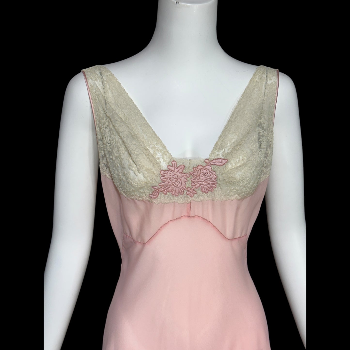 ELIZABETH ARDEN, vintage 1940s nightgown slip dress, dusty pink sheer full length sleep dress, Old Hollywood night gown