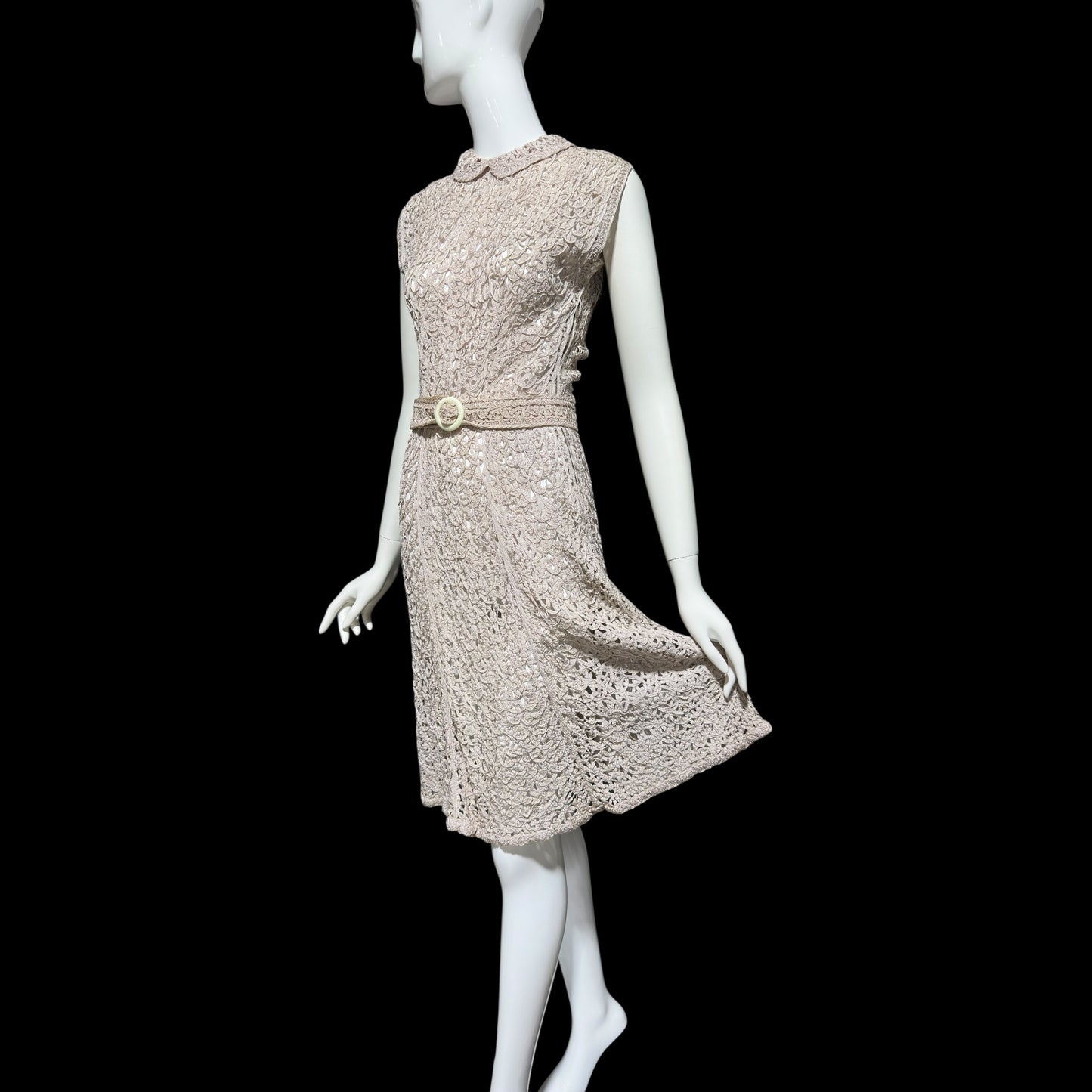 1930s vintage Ribbon Dress, Dusty Mauve shirt day dress with peter pan collar