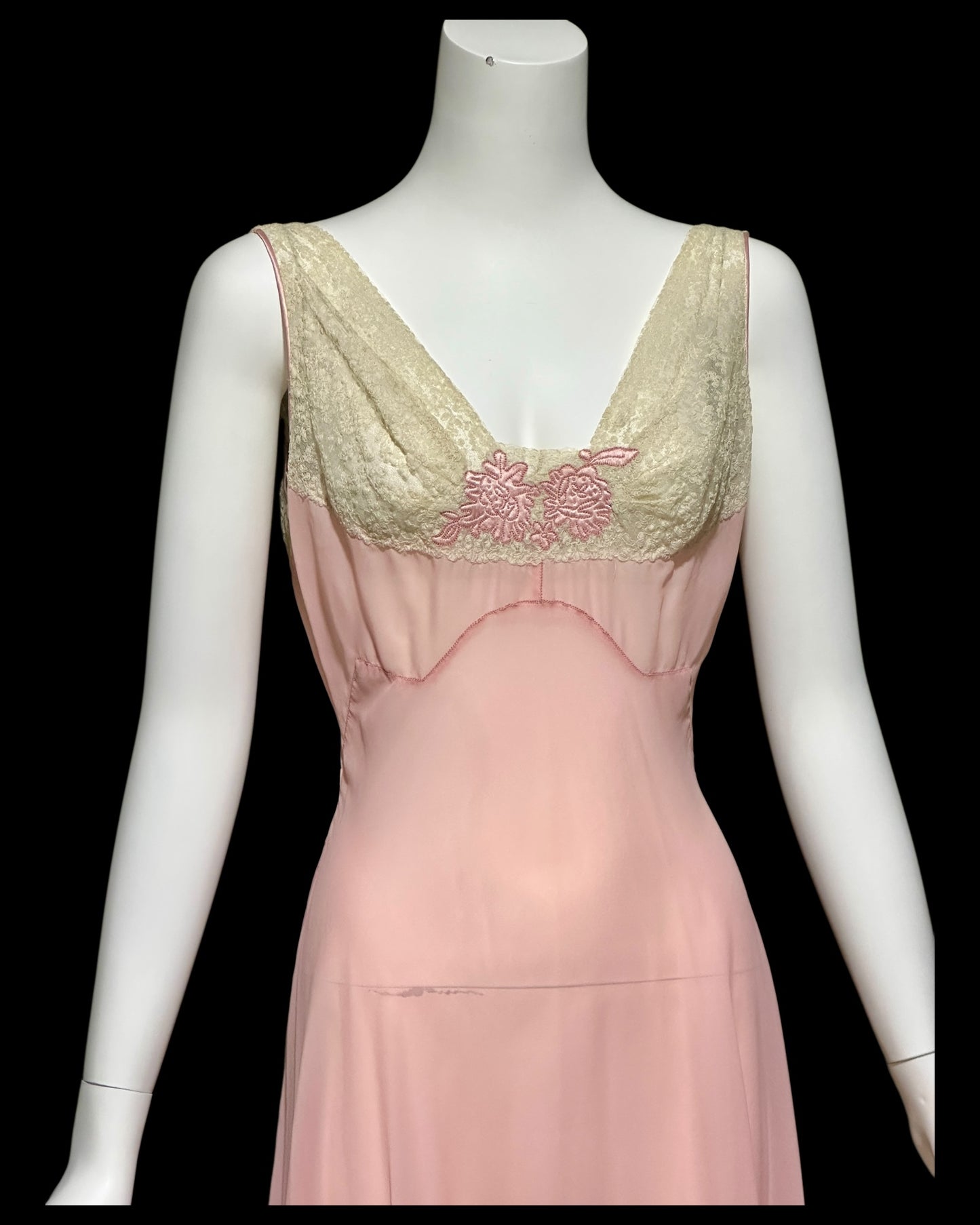 ELIZABETH ARDEN, vintage 1940s nightgown slip dress, dusty pink sheer full length sleep dress, Old Hollywood night gown