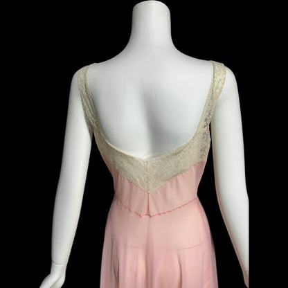 ELIZABETH ARDEN, vintage 1940s nightgown slip dress, dusty pink sheer full length sleep dress, Old Hollywood night gown