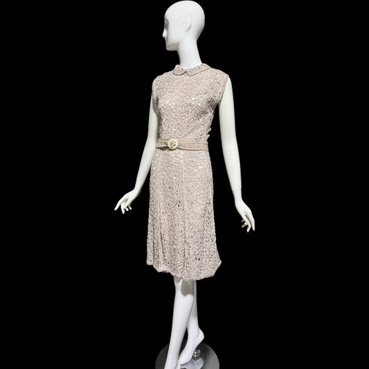1930s vintage Ribbon Dress, Dusty Mauve shirt day dress with peter pan collar