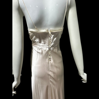 1990s vintage bias cut evening wedding dress, Silk 1940 style gown, blush silk sheath slip dress