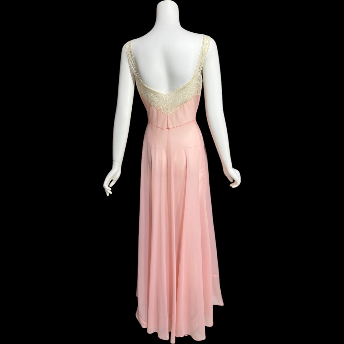 ELIZABETH ARDEN, vintage 1940s nightgown slip dress, dusty pink sheer full length sleep dress, Old Hollywood night gown