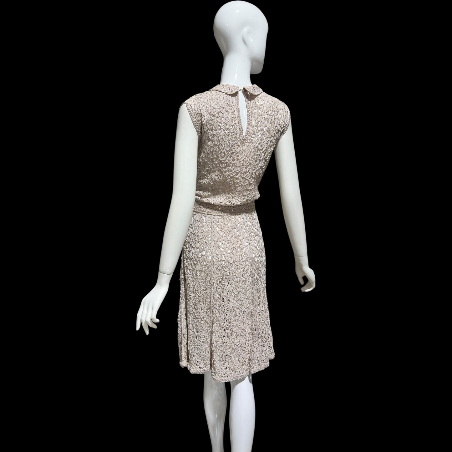 1930s vintage Ribbon Dress, Dusty Mauve shirt day dress with peter pan collar