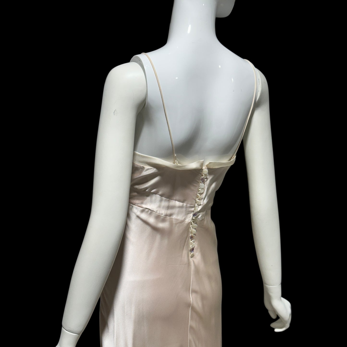 1990s vintage bias cut evening wedding dress, Silk 1940 style gown, blush silk sheath slip dress