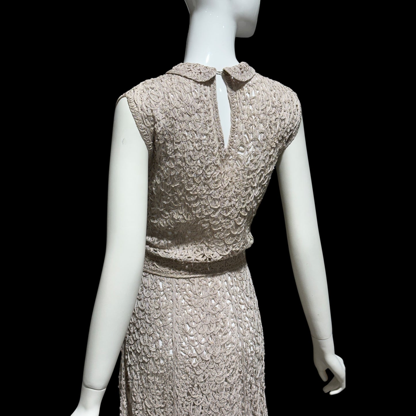 1930s vintage Ribbon Dress, Dusty Mauve shirt day dress with peter pan collar