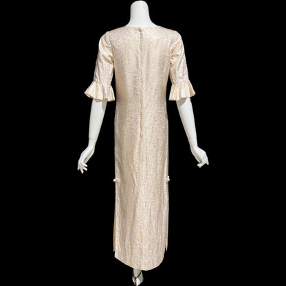STAN HICK'S Hawaiian Casuals, vintage 1960s evening dress, blush rose print damask