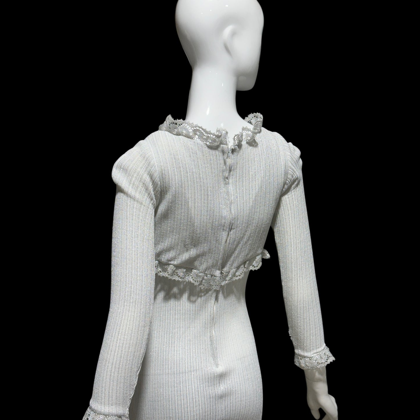 1970s vintage bodycon knit evening dress, Silver Metallic Lurex Sheath Maxi Dress