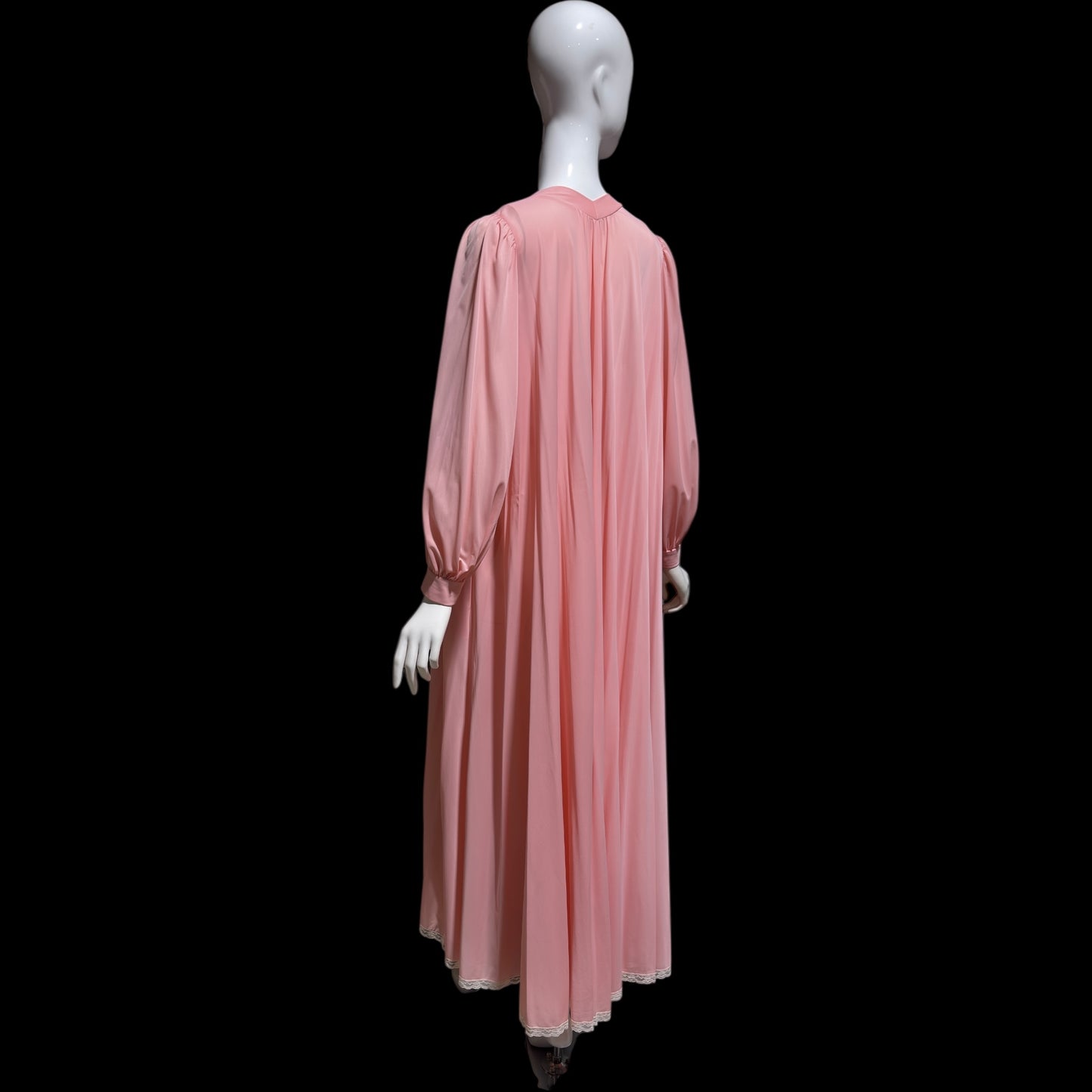 CLAIRE SANDRA Lucie Ann, vintage 1960s dressing gown robe, pink hostess dress peignoir, grecian goddess house dress