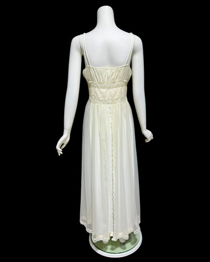 EYEFUL by RUTH FLAUM, 1950s vintage nightgown, creamy white Grecian Goddess full length wedding night  dress