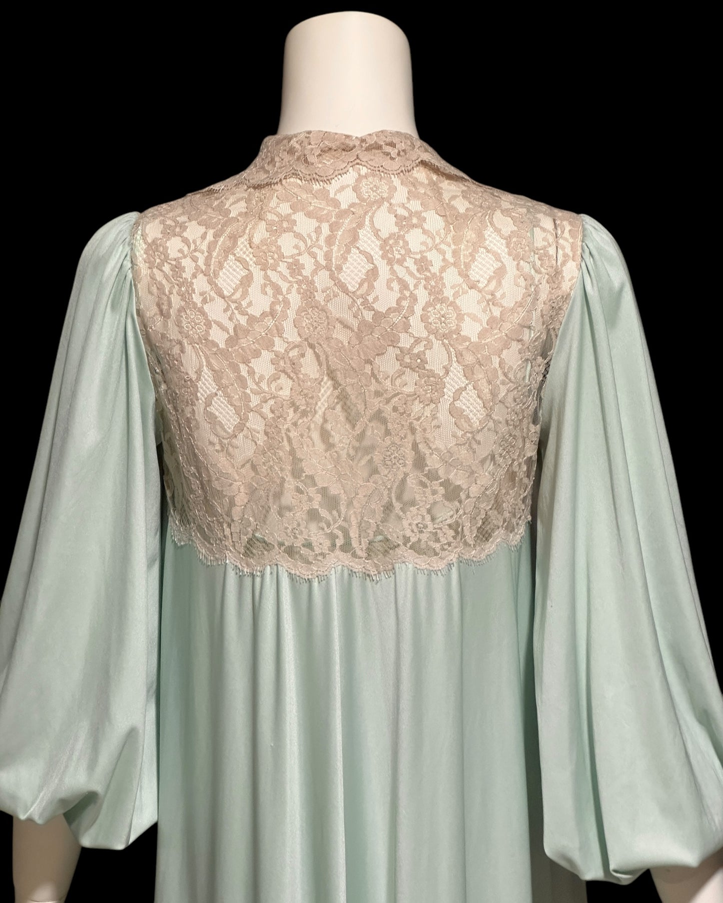 CLAIRE SANDRA Lucie Ann, Neiman Marcus, 1960s vintage nightgown robe set, seafoam green peignoir set, slip dress and housecoat