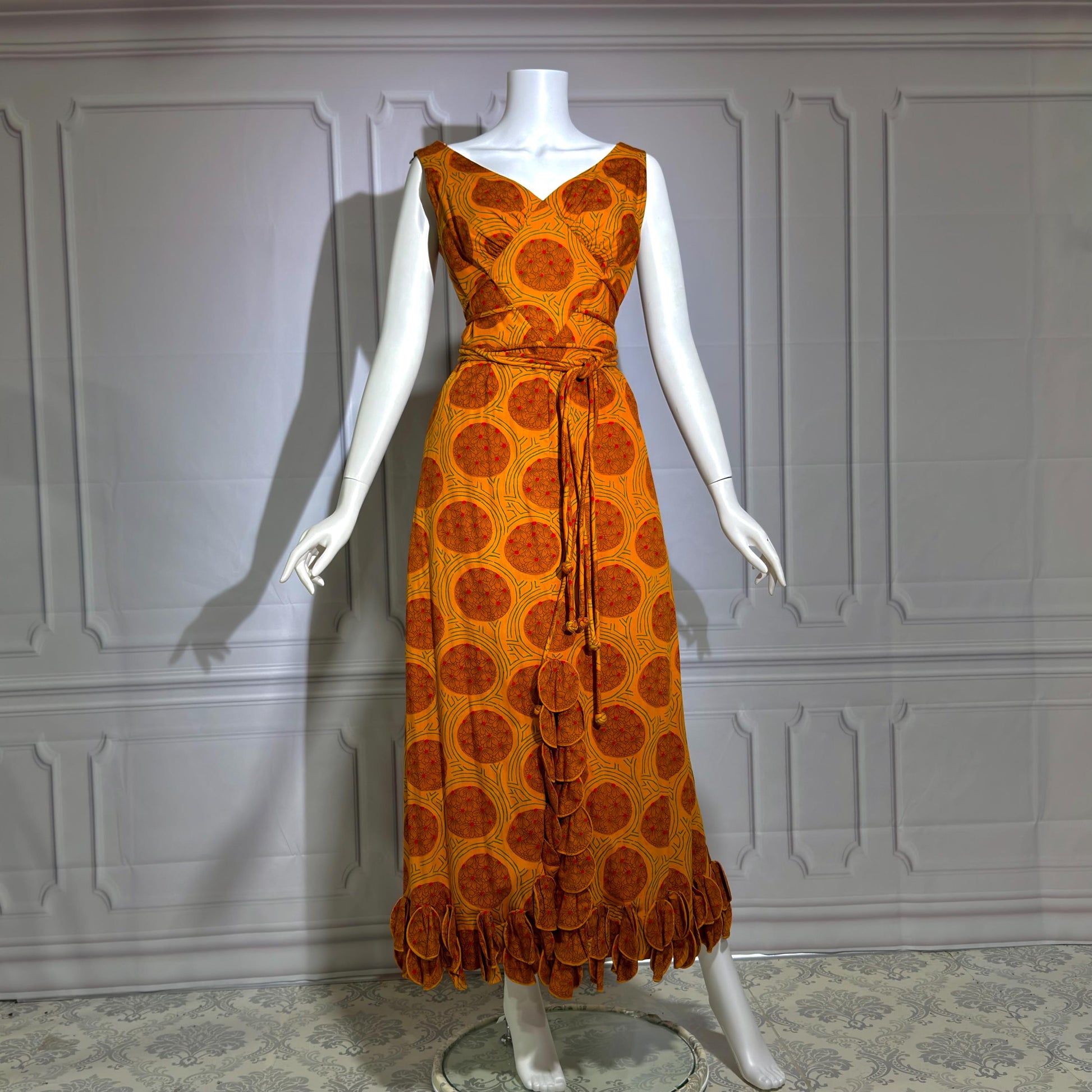 SIAM BOUTIQUE vintage 1960s evening maxi dress, cotton cocktail party dress, medium