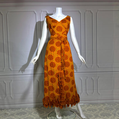 SIAM BOUTIQUE vintage 1960s evening maxi dress, cotton cocktail party dress, medium