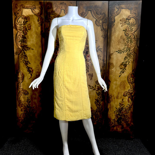 SUZY PERETTE Vintage evening dress, 1950s Yellow wiggle cocktail dress