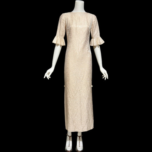 STAN HICK'S Hawaiian Casuals, vintage 1960s evening dress, blush rose print damask