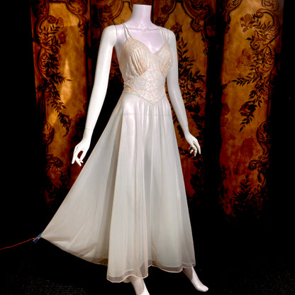 VANITY FAIR vintage nightgown slip dress, 1950s pale green nylon Old Hollywood gown