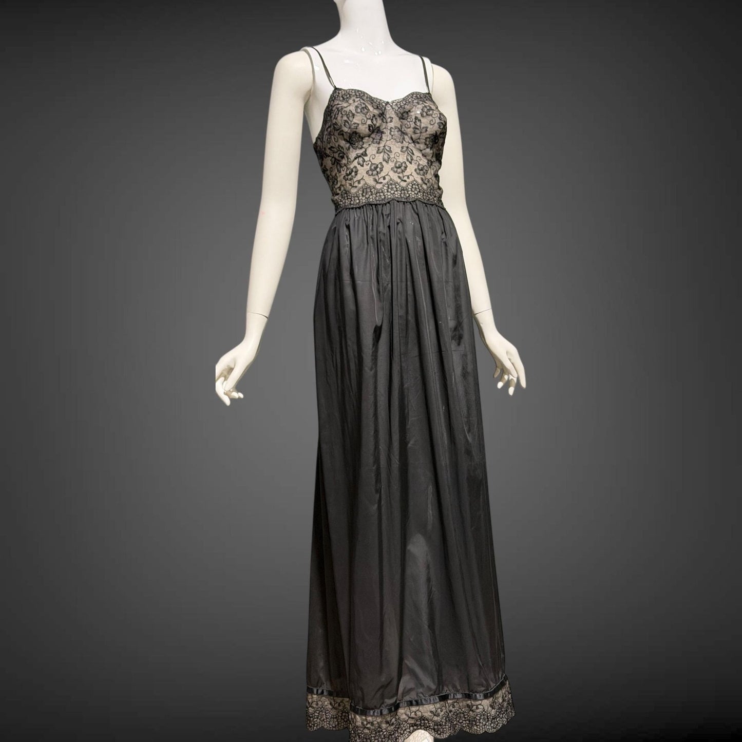 EYEFUL Vintage nightgown robe set, 1950s peignoir set, sheer black Old Hollywood lingerie dress
