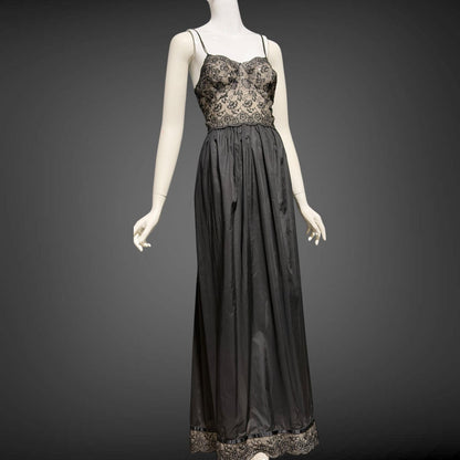 EYEFUL Vintage nightgown robe set, 1950s peignoir set, sheer black Old Hollywood lingerie dress