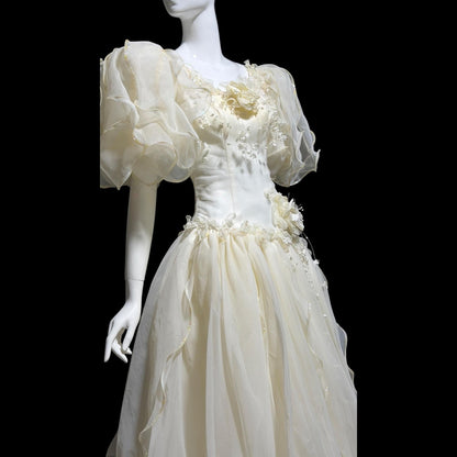 ST PUCCHI vintage 1980s wedding dress gown, Ivory Fairytale ball gown, 100% Thai silk