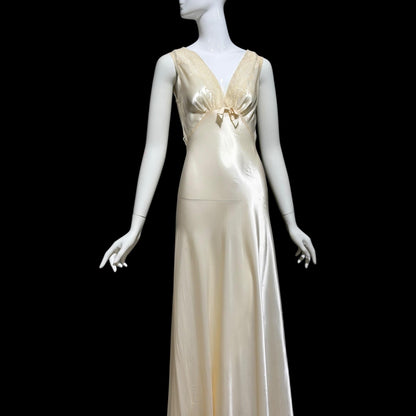 LADY DUFF vintage Nightgown slip dress, 1940s pearly white negligee lingerie dress