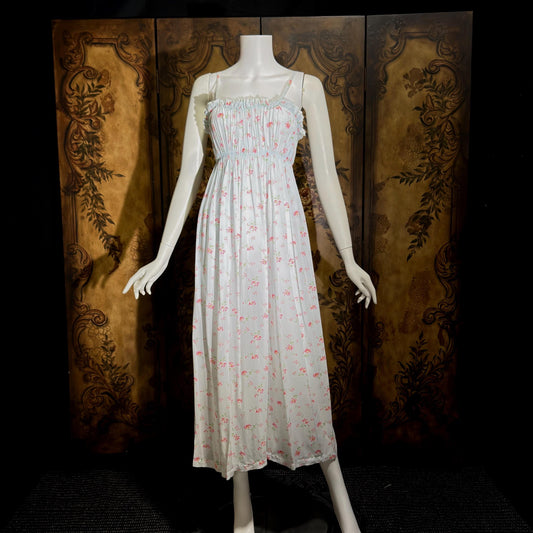 by IRIS, 1940s vintage Nightgown slip dress, Sylvia Pedlar, Babydoll floral print Lingerie dress