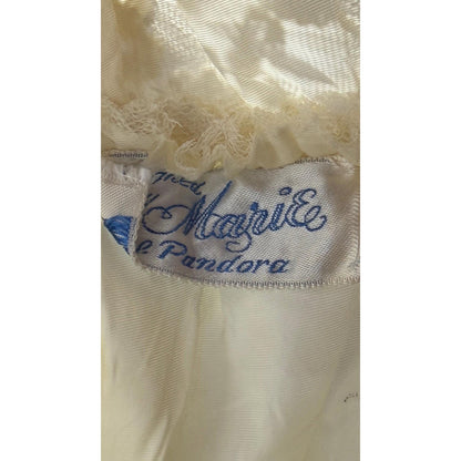 MARIE FOR PANDORA, vintage 1950s wedding dress, Lace high neck Bridal Cupcake Ball Gown