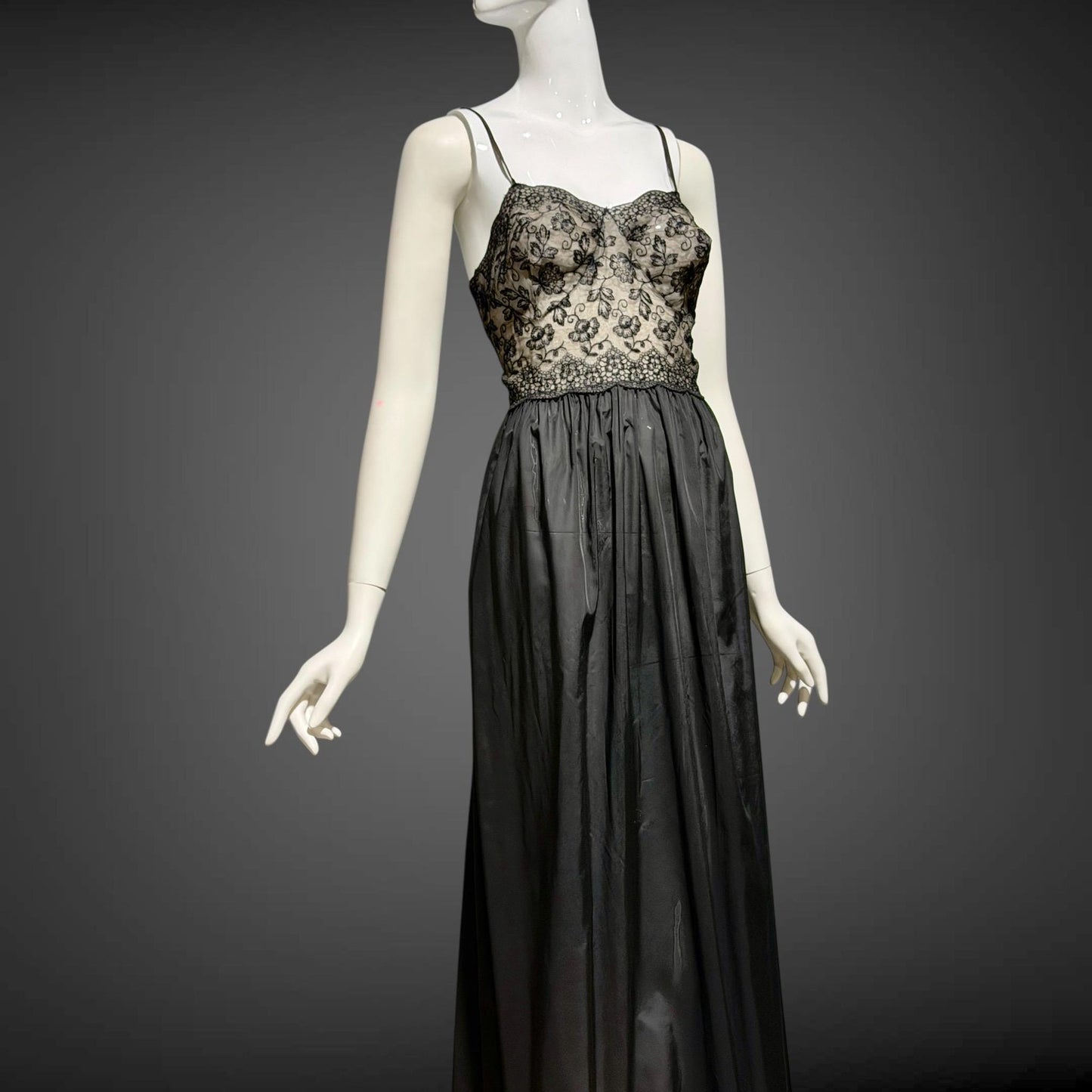EYEFUL Vintage nightgown robe set, 1950s peignoir set, sheer black Old Hollywood lingerie dress
