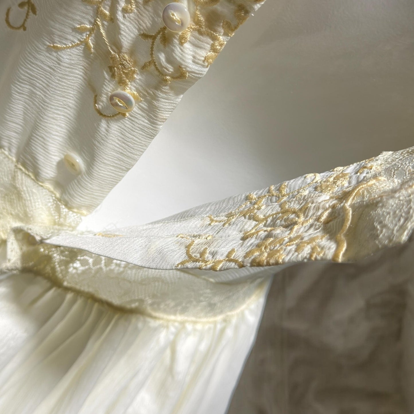 BY IRIS vintage 1940s Nightgown slip dress, Lord & Taylor embroidered white nylon lingerie dress