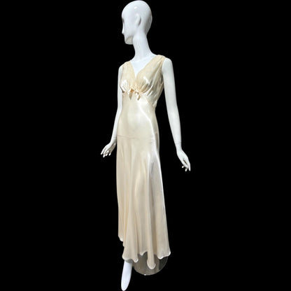 LADY DUFF vintage Nightgown slip dress, 1940s pearly white negligee lingerie dress