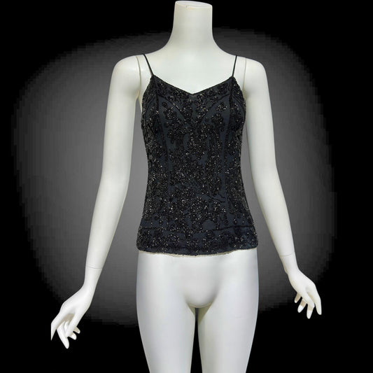 EAVIS and BROWN vintage 1980s Beaded Silk Camisole Top, Evening Wear