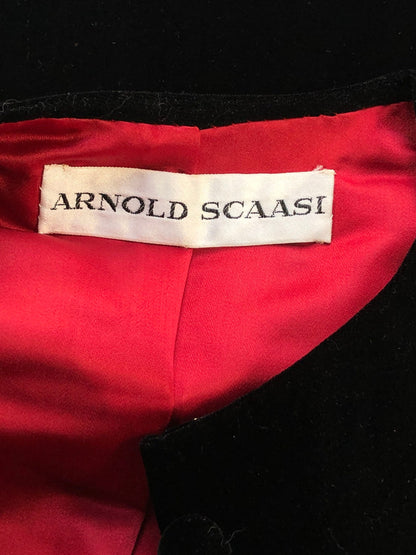 vintage ARNOLD SCAASI COUTURE evening jacket, 1970s black velvet princess cut elegant cocktail blazer