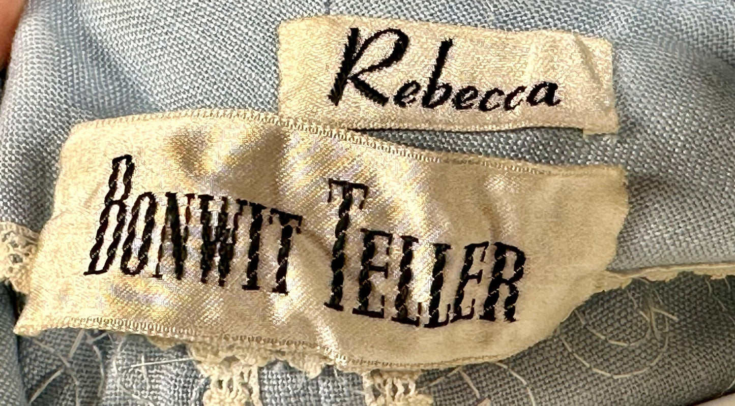 BONWIT TELLER Vintage 1960s evening caftan dress, Rebecca Designer Beaded Linen Kaftan Gown