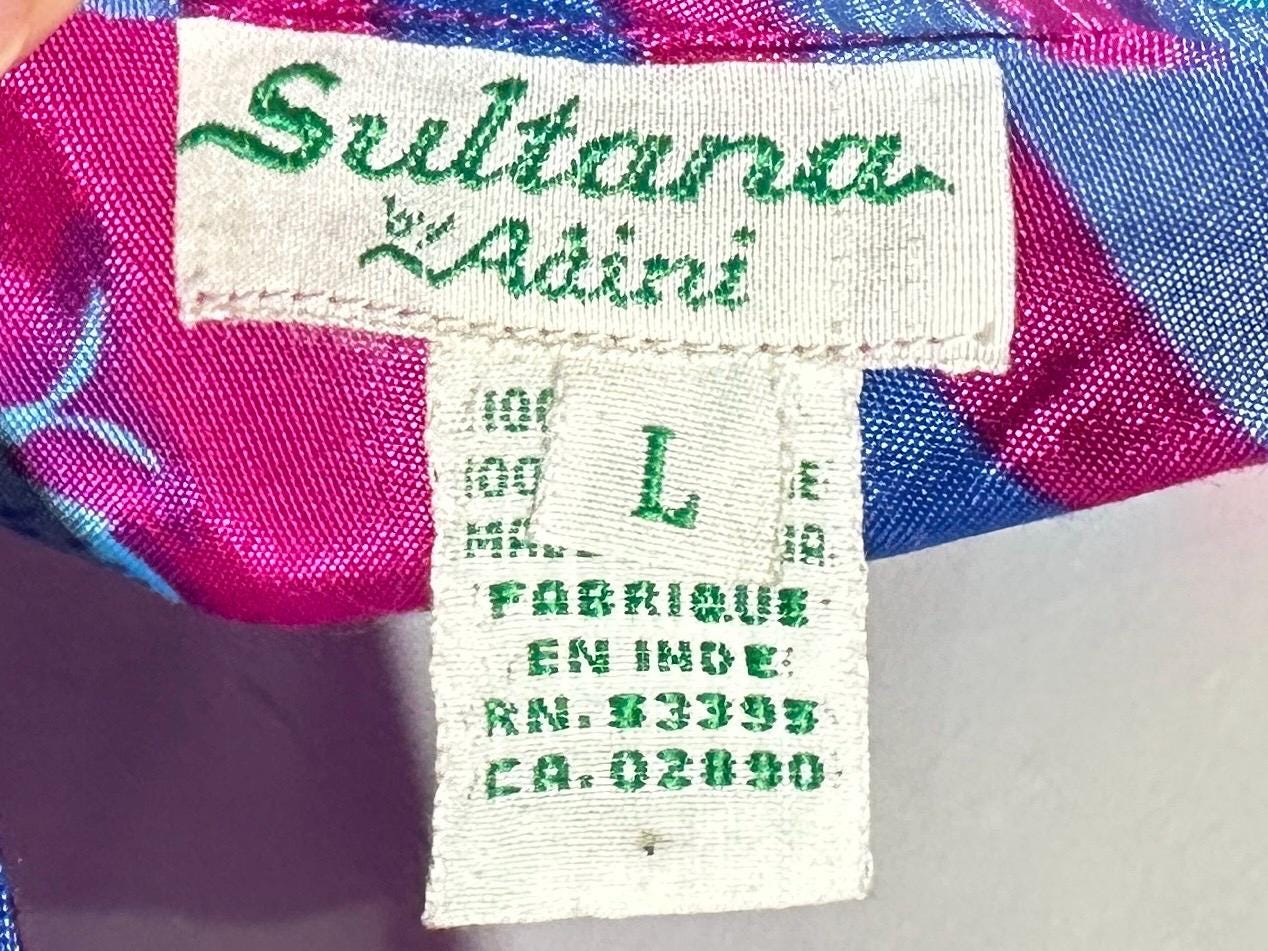 SULTANA by ADINI Vintage 1970s designer caftan dress, Op Art Rayon shift maxi house dress, large