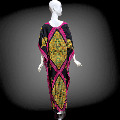 GEORGIE KEYLOUN Vintage caftan kaftan dress, 1960s Nite & Day Op Art accordion pleated party hostess dress