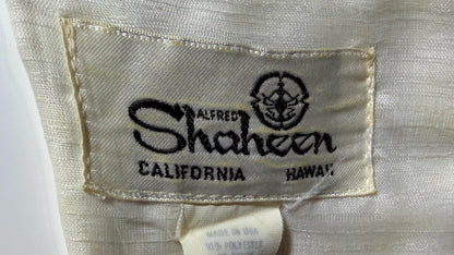 ALFRED SHAHEEN vintage 1970s maxi dress, hand screen print floral Hawaiian wedding dress