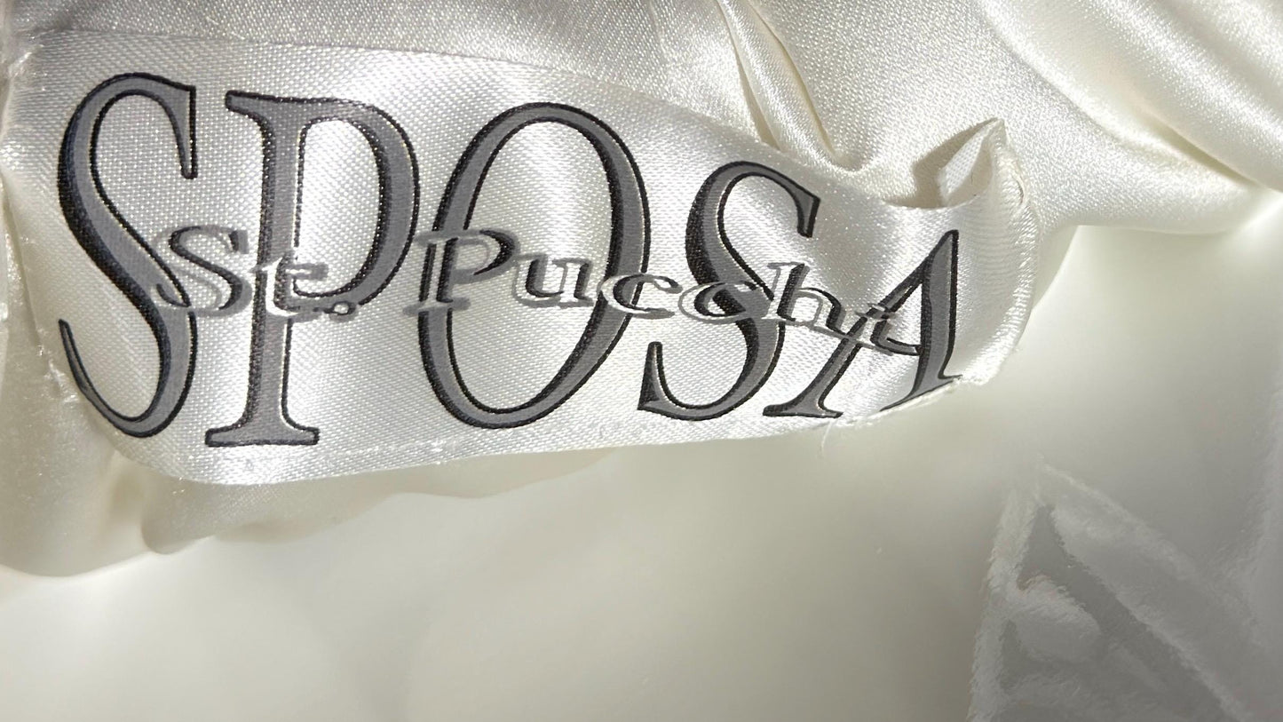 ST. PUCCHI SPOSA vintage Y2K wedding dress gown, white ball gown with ruffle train