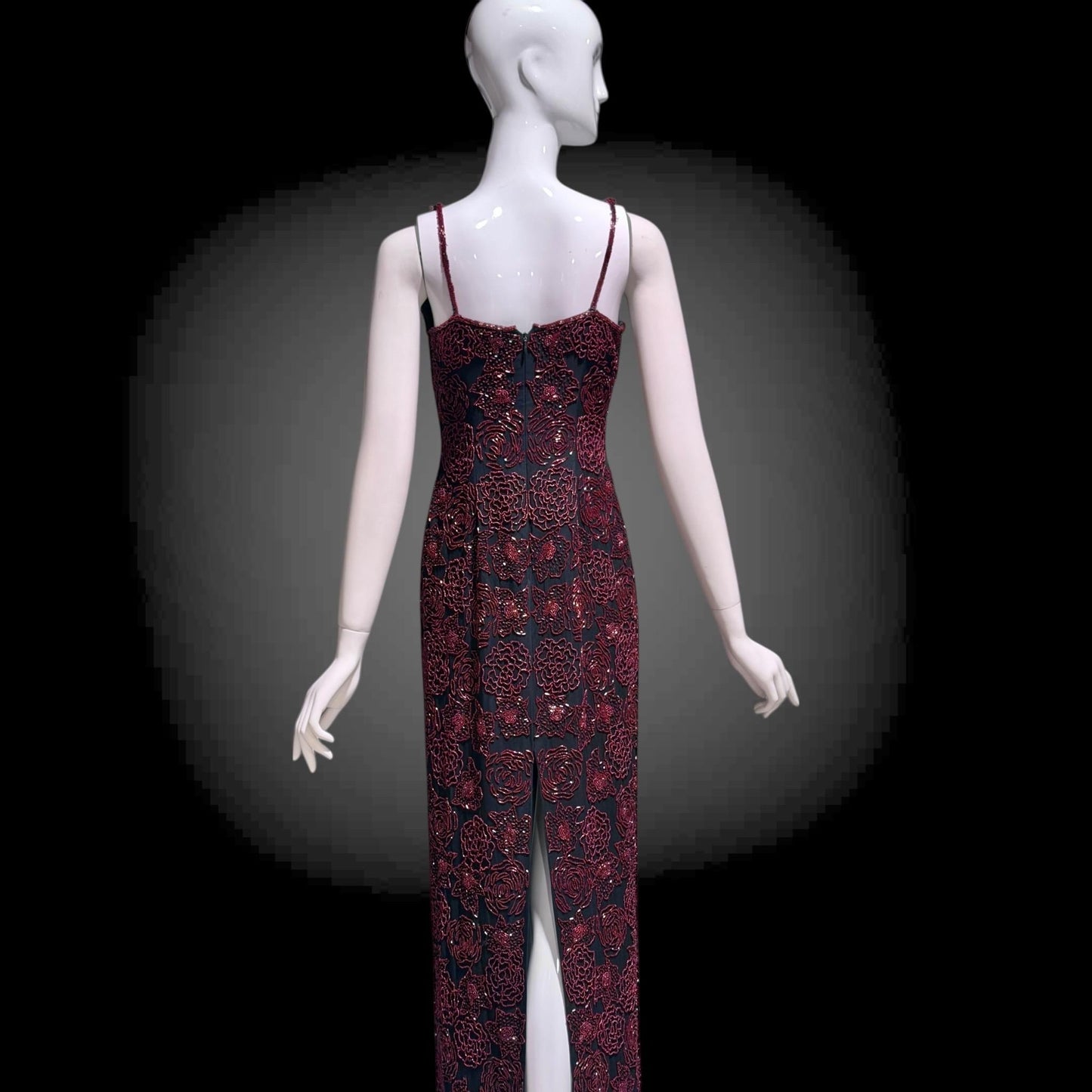 LILLIE RUBIN vintage evening dress gown, 1990s Beaded Silk slip dress