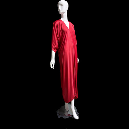 HALSTON IV vintage 1970s evening dress gown, DORIAN Claret Red knit Caftan Dress, Studio 54