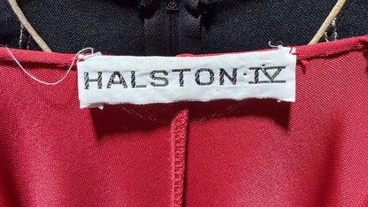 HALSTON IV vintage 1970s evening dress gown, DORIAN Claret Red knit Caftan Dress, Studio 54