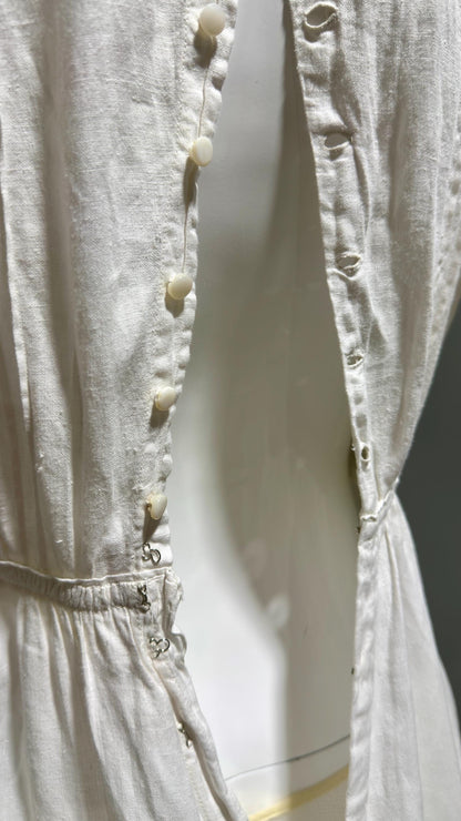 1900s Antique Victorian wedding dress, vintage white cotton lawn gown, Edwardian day dress