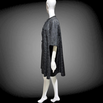 1950s Vintage evening swing coat, Black silk jacquard garland and bows opera coat